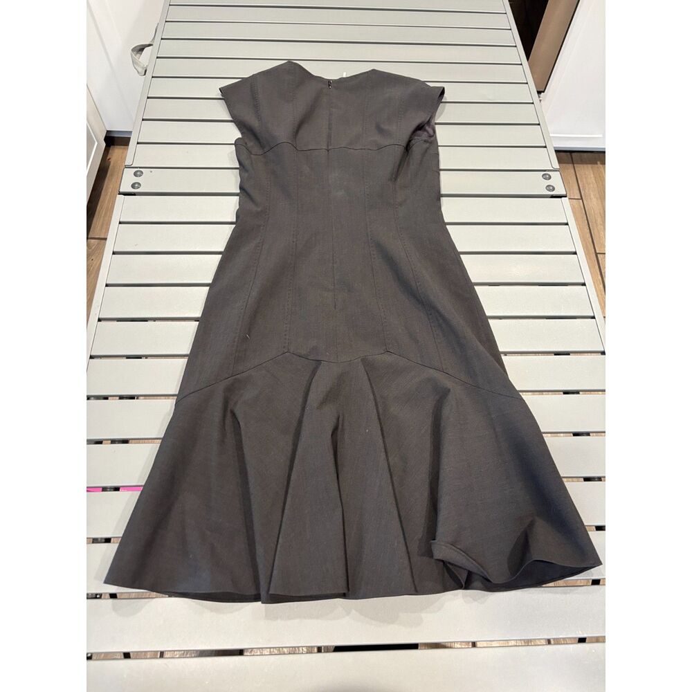 Rebecca Taylor Gray Stretch Wool Fit Flare Dress Sweetheart Neckline Size 4 - Picture 3 of 8